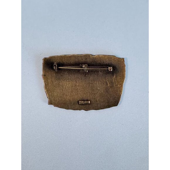 Vintage Brass Etched Tribal Dragon Design Brooch Pin by JJ 1988 - Picture 4 of 6